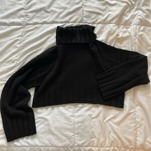 Black Cropped Turtleneck Sweater